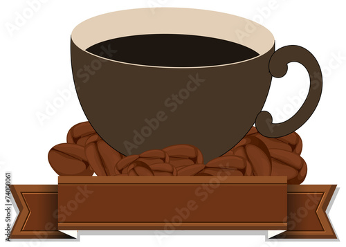 An empty template with a cup of coffee
