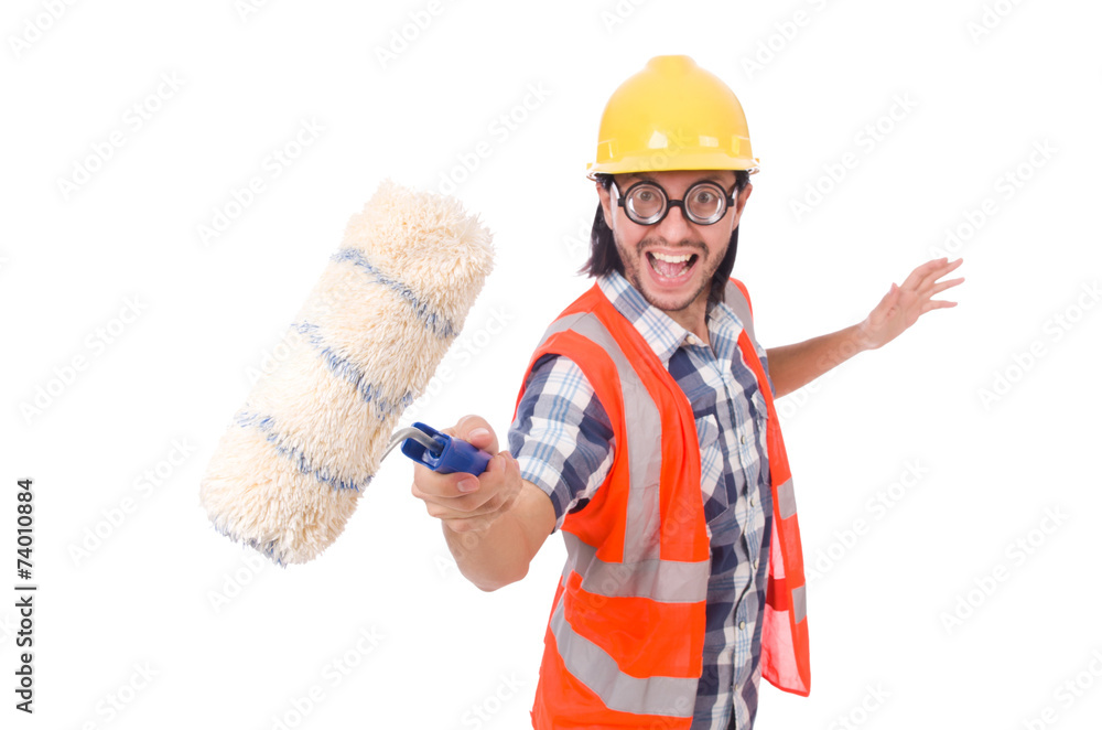 Funny painter isolated on white Funny painter isolated on white