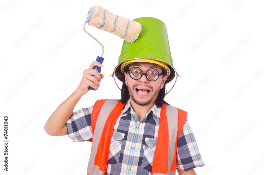 Funny painter isolated on white Funny painter isolated on white