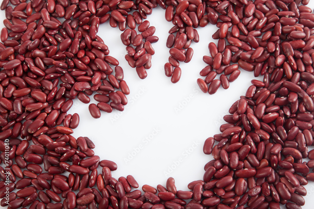Red kidney beans with hand shape Red kidney beans with hand shape
