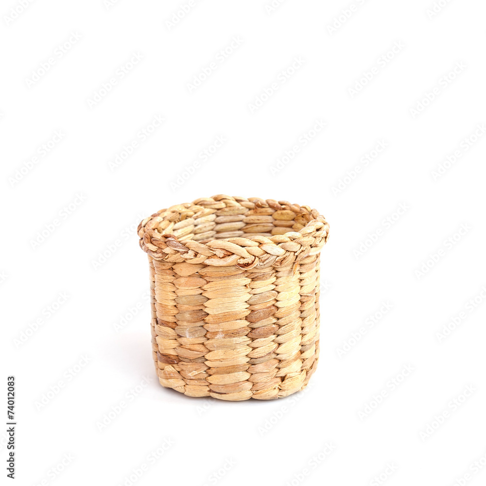 Wooden Basket handmade isolated on white background Wooden Basket handmade isolated on white background