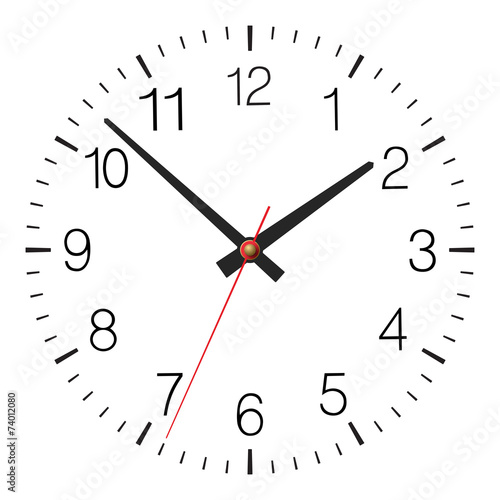 Simple classic vector clock placed on white