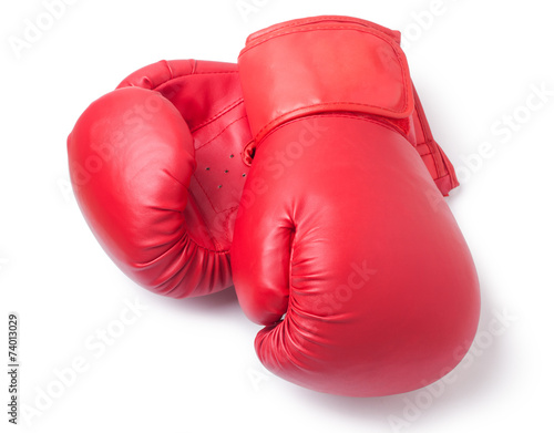 red boxing gloves isolated on white background © koosen