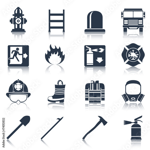 Firefighter Icons Black