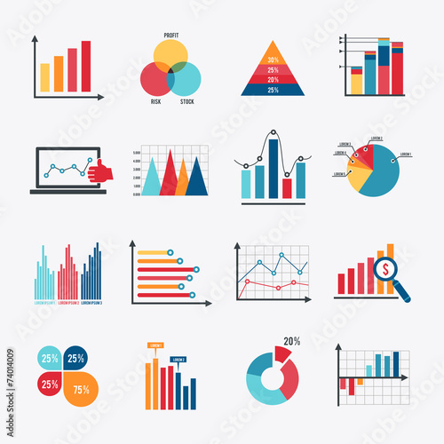Business Chart Icons Set Flat
