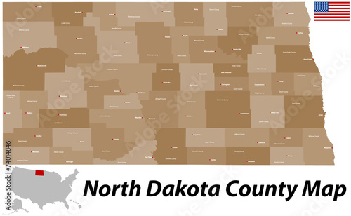 North Dakota County Map photo