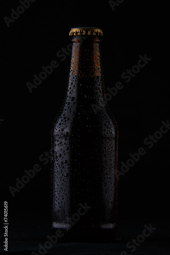 Cold bottle of beer on black background © Rojo