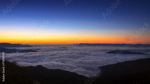 Mountains under mist in the morning Doi Phu Kha National Park in