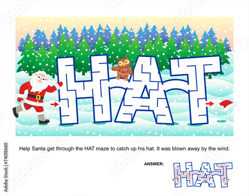 Christmas or New Year maze game for kids