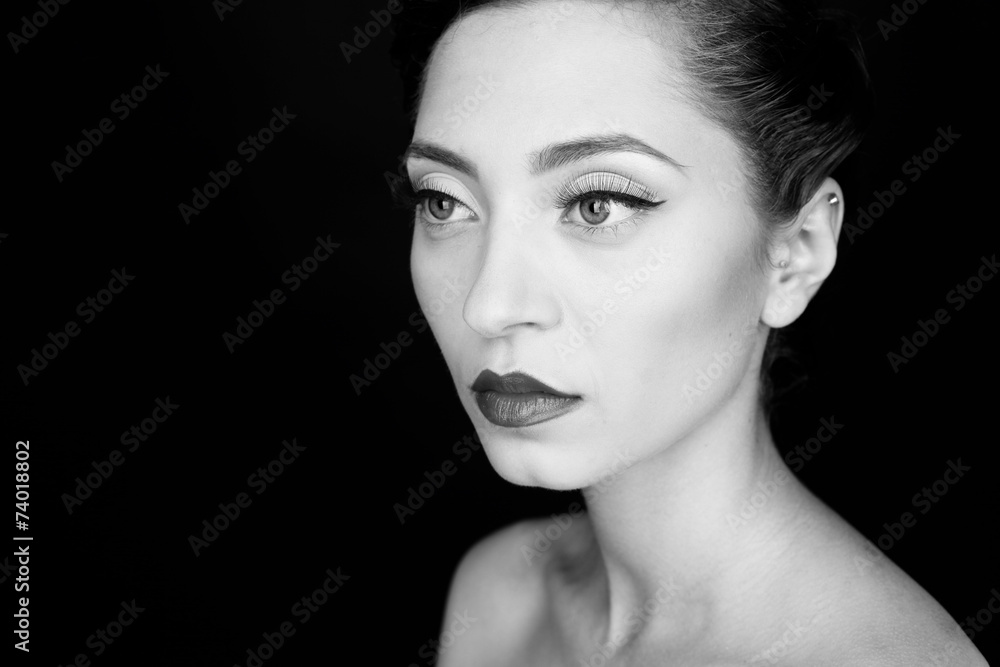 Fototapeta premium Black and white portrait of a beautiful woman