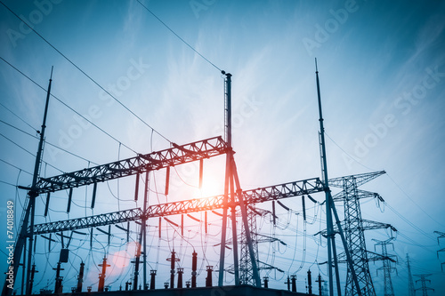 Obraz na płótnie distribution substation silhouette