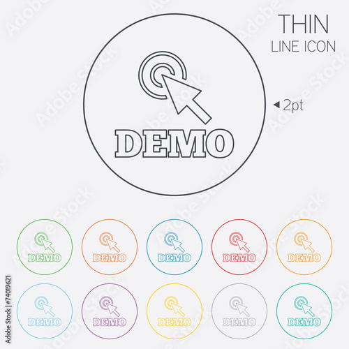 Demo with cursor sign icon. Demonstration symbol