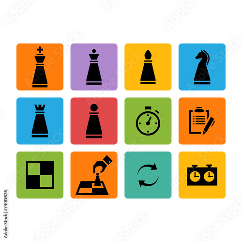 Vector Chess pieces black icons set