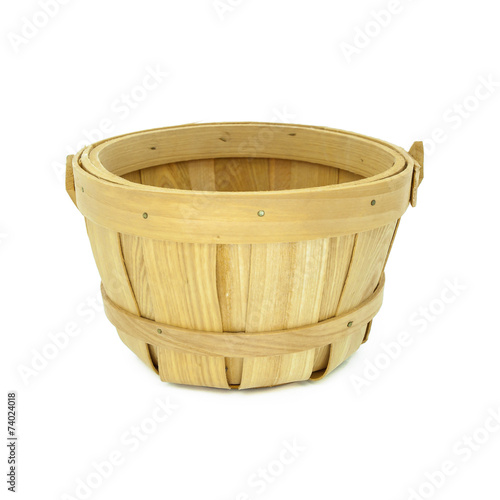 wooden basket isolated on white background