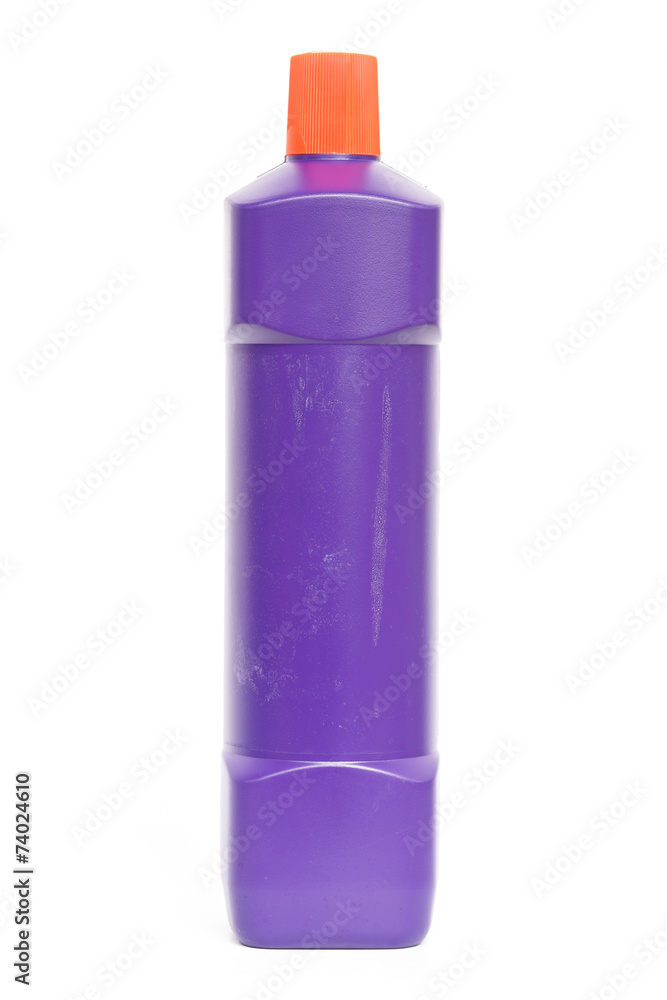 Blue plastic bottle isolated on white background