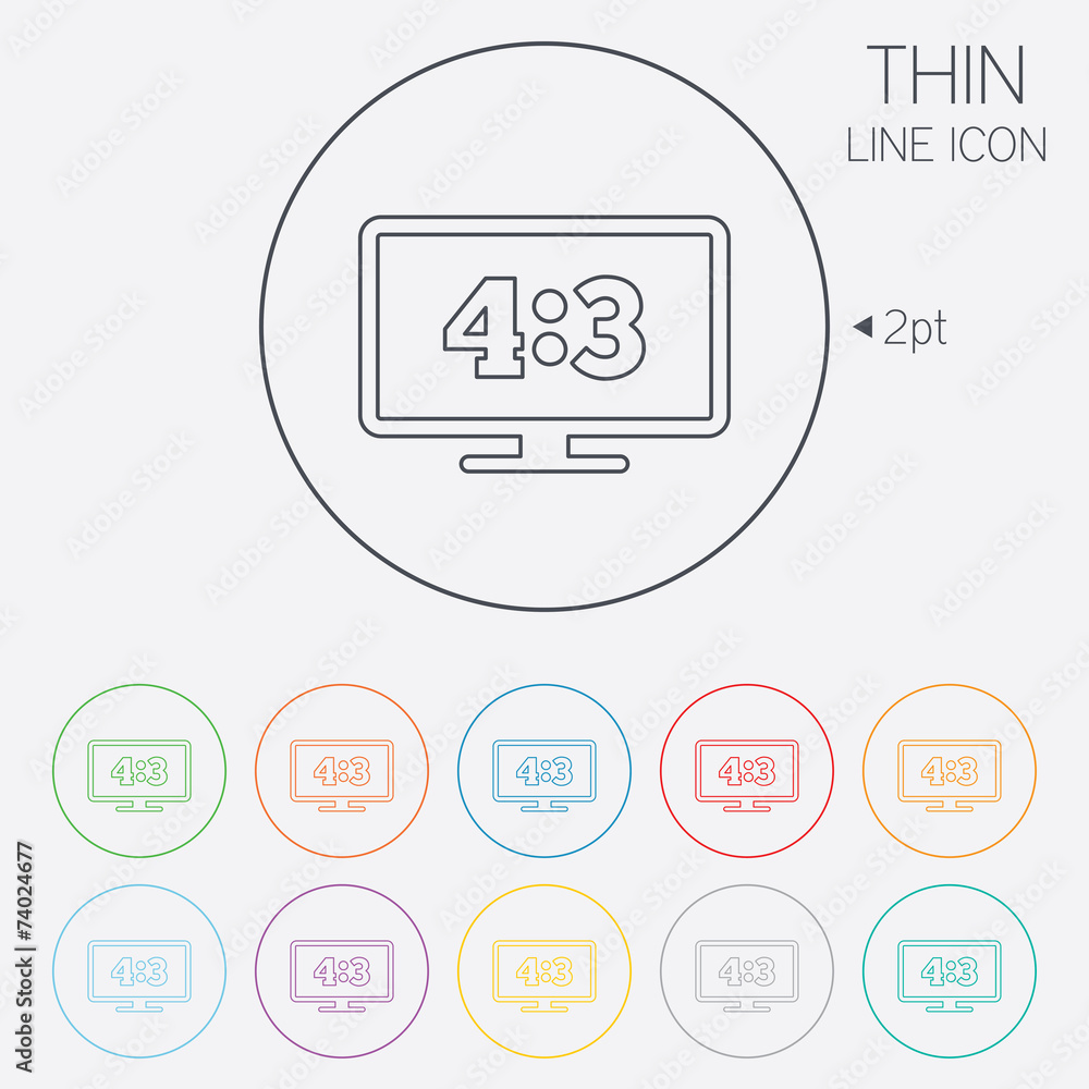 Aspect ratio 4:3 widescreen tv. Monitor symbol. Aspect ratio 4:3 widescreen tv. Monitor symbol.