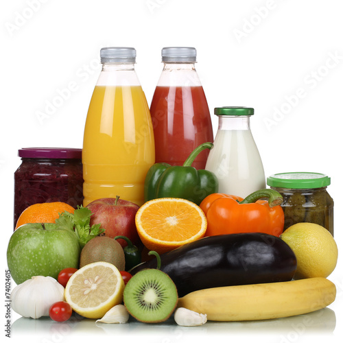 Früchte, Gemüse, Obst, vegetarisch Lebensmittel und Saft Getr