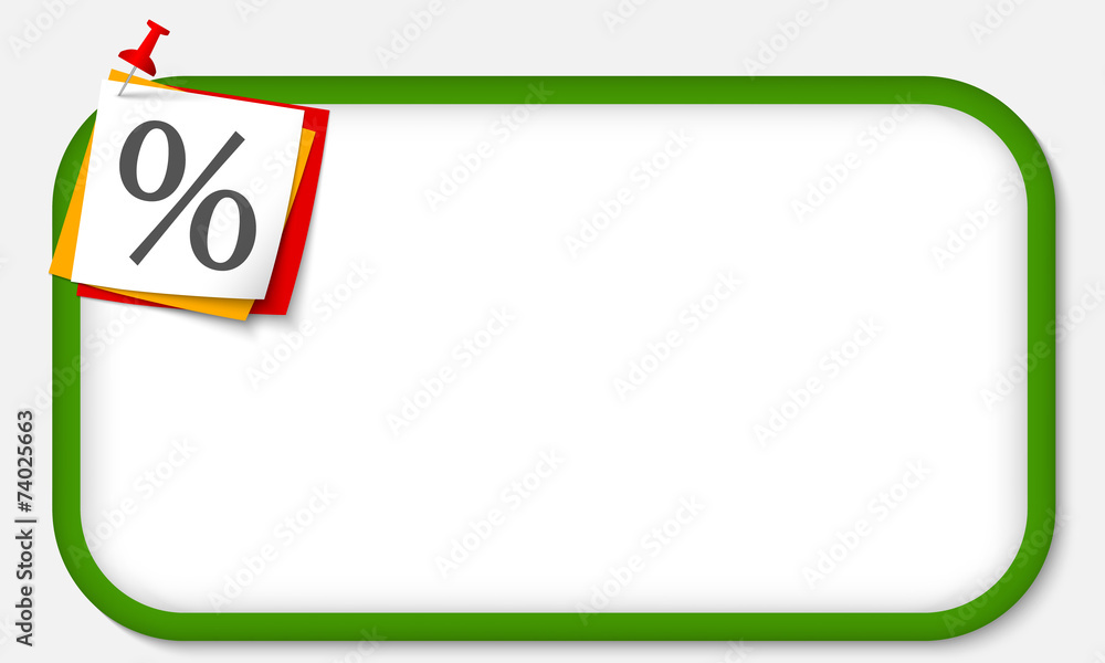 green frame with pushpin and percent symbol green frame with pushpin and percent symbol