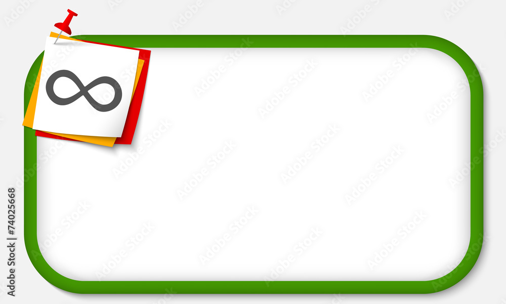 green frame with pushpin and infinity symbol green frame with pushpin and infinity symbol