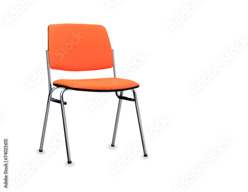 The orange office chair. Isolated