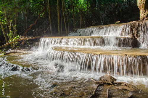 Waterfall in deep rain forest jungle  Huay Mae Kamin Waterfall i