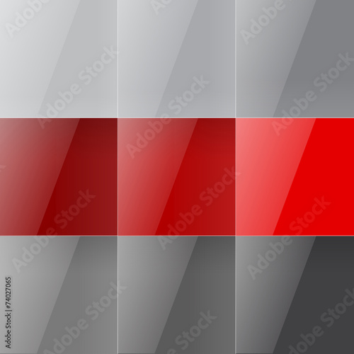 Gray and red shiny squares abstract background