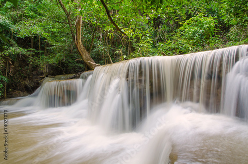 Waterfall in deep rain forest jungle (Huay Mae Kamin Waterfall i