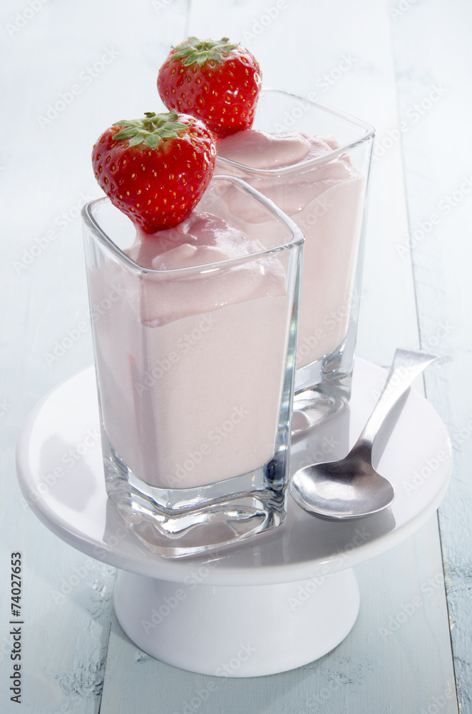 strawberry mousse in a shot glass strawberry mousse in a shot glass