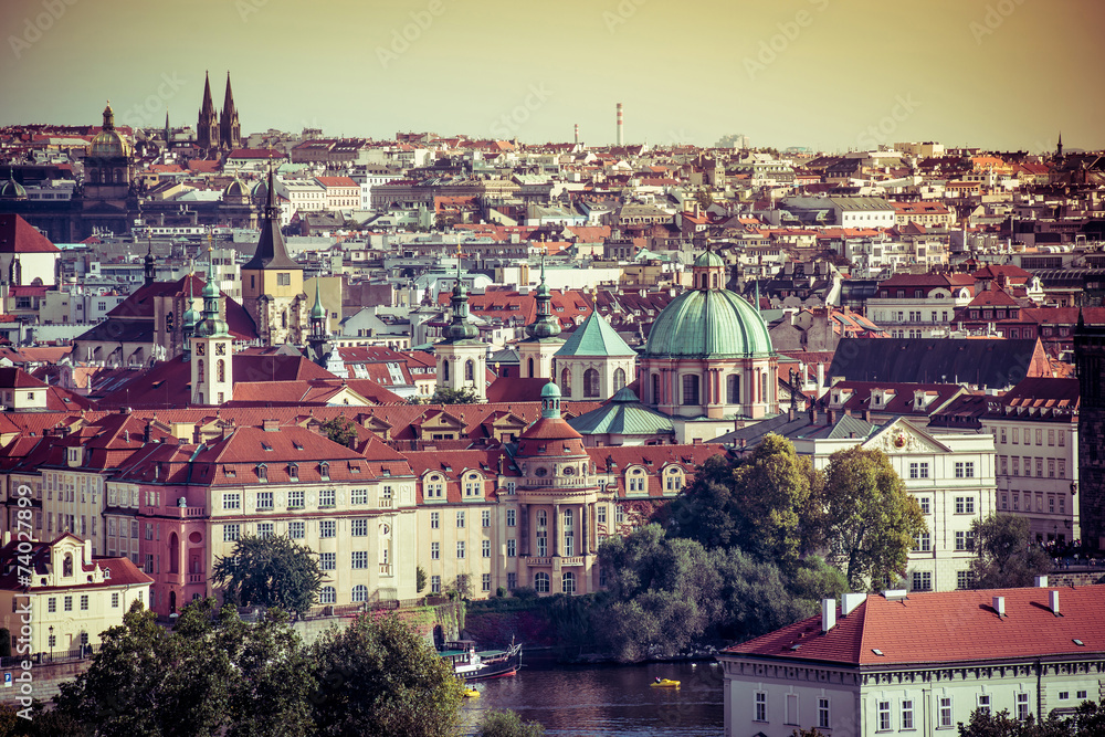 view of the old town with the Prague Castle
