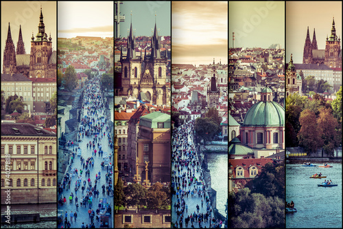 Fototapete Collage Foto Blick auf die Altstadt in Prag
