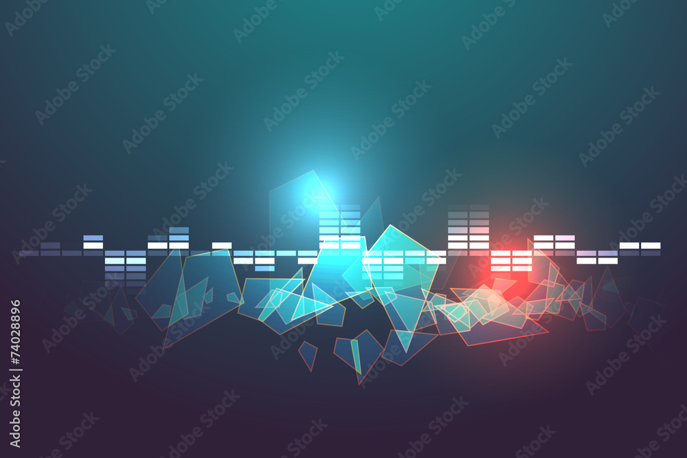 blue and red abstract technology vector background - obrazy, fototapety, plakaty 