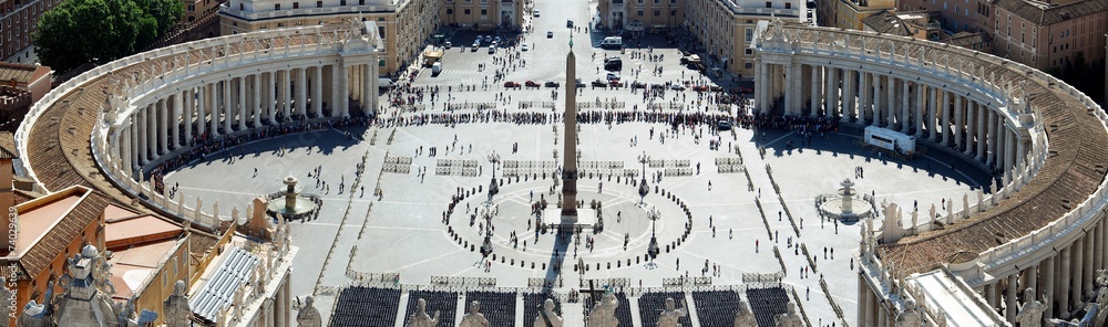 Aerial view of Rome city from St Peter Basilica roof