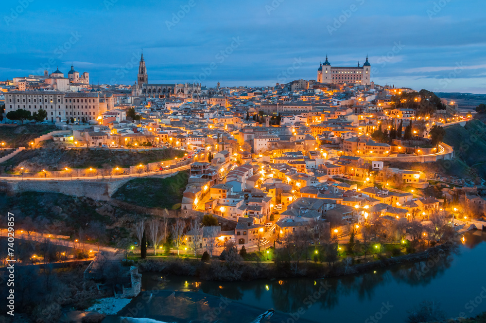 Panoramic view of Toledo at dawn (Spain)
