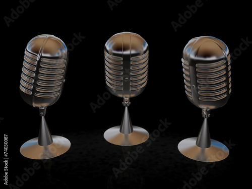 3 metal microphones