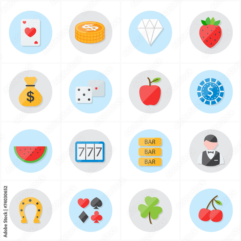 Flat Icons For Casino Icons and Game Icons Vector Illustration
