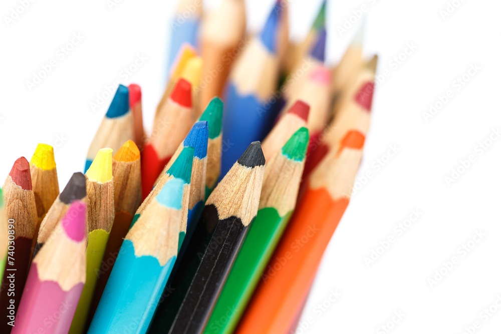 Close up color pencil isolated on white background Close up color pencil isolated on white background