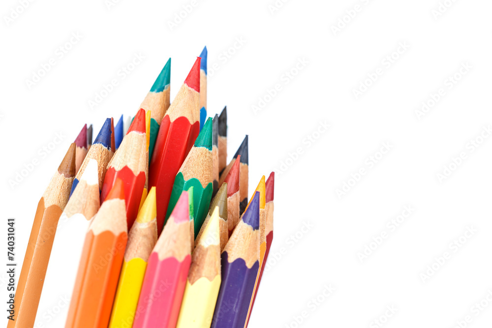 Close up color pencil isolated on white background Close up color pencil isolated on white background