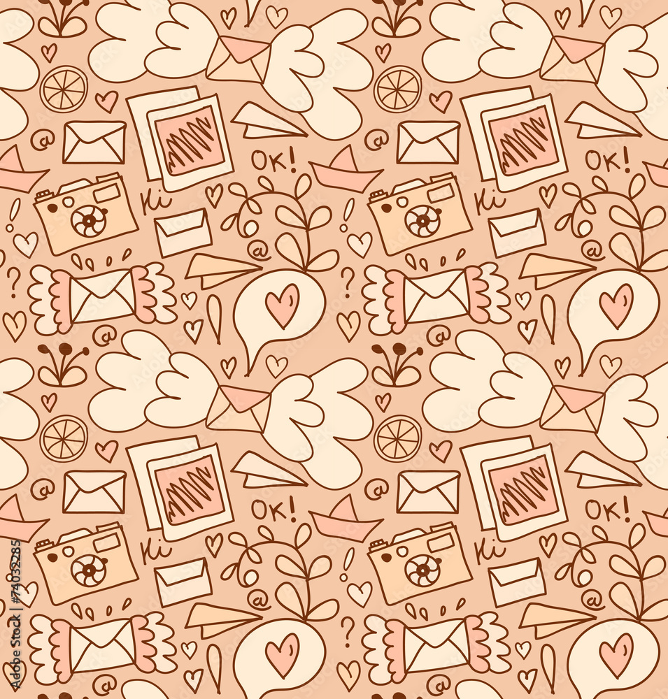Obraz premium Seamless mail pattern. Cute post background