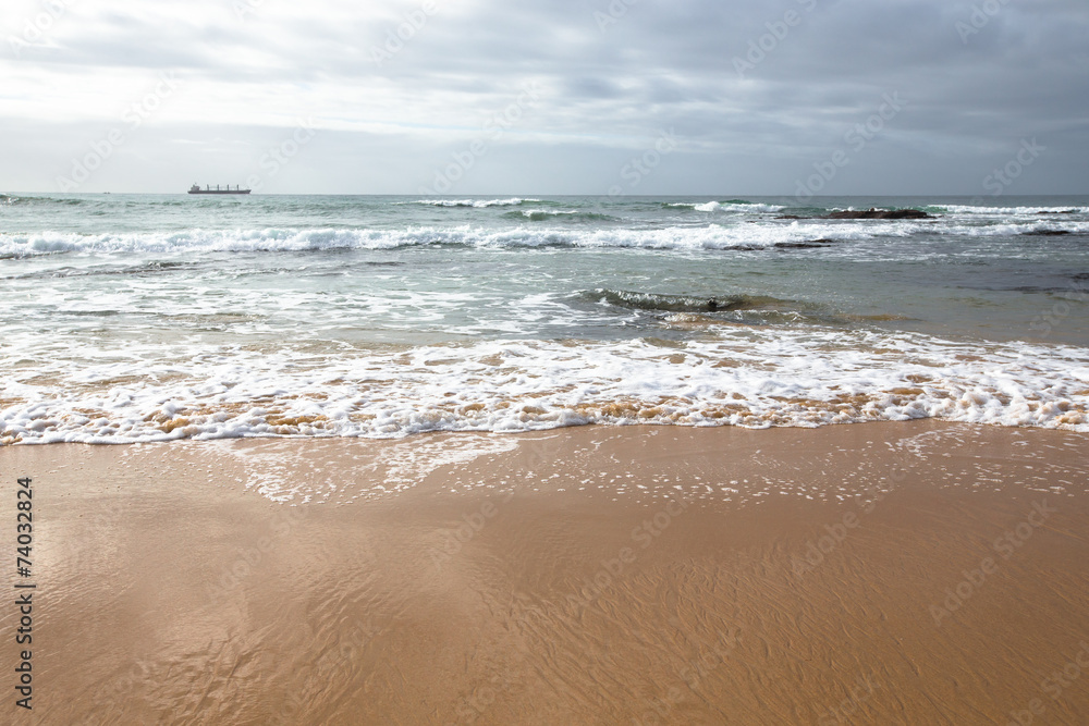 dramatic Atlantic coast at low tide.