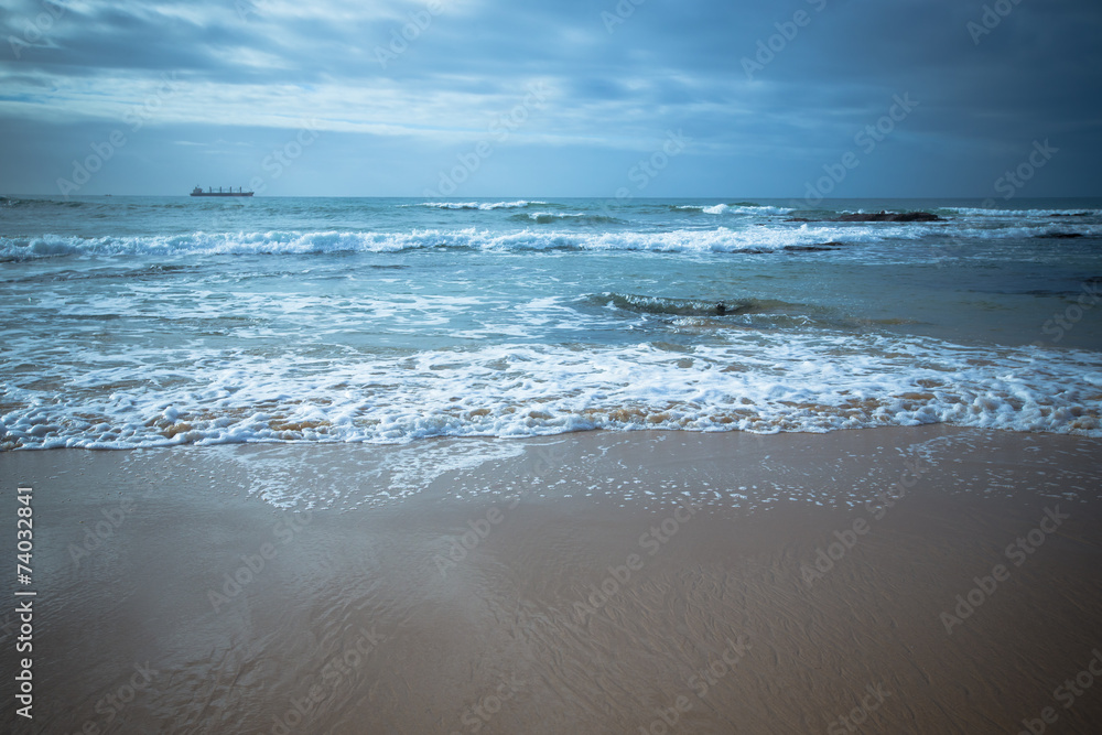 dramatic Atlantic coast at low tide. Tinted dramatic Atlantic coast at low tide. Tinted