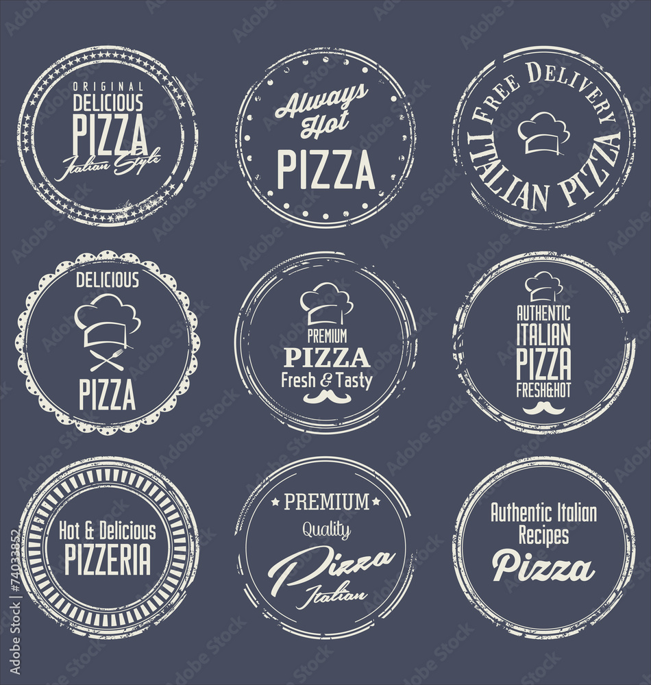 Pizza retro labels