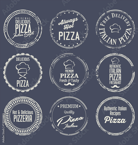 Pizza retro labels