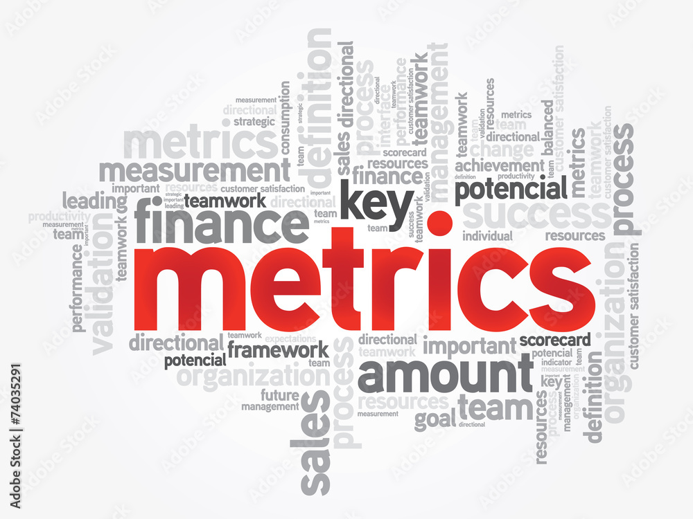 Word cloud of Metrics related items, vector background