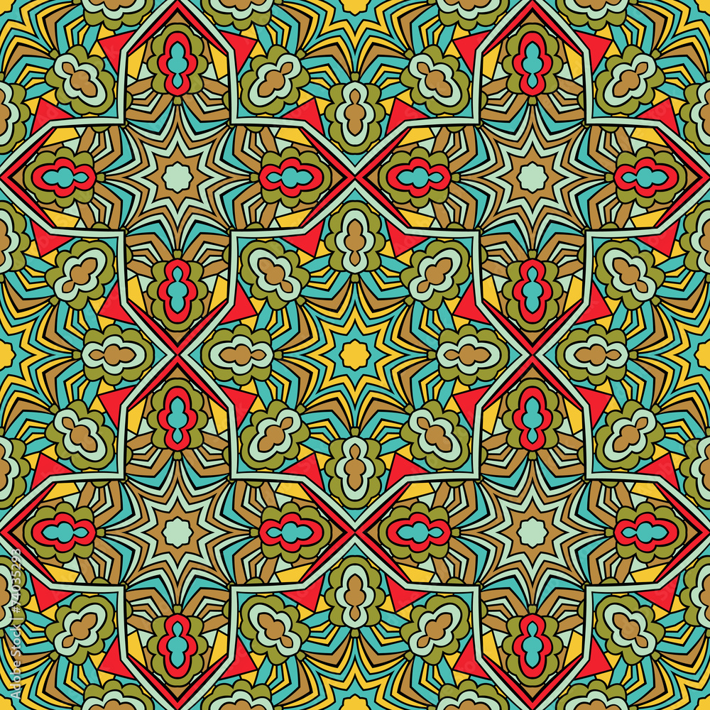 Arabic Seamless Pattern Stained Glass Style