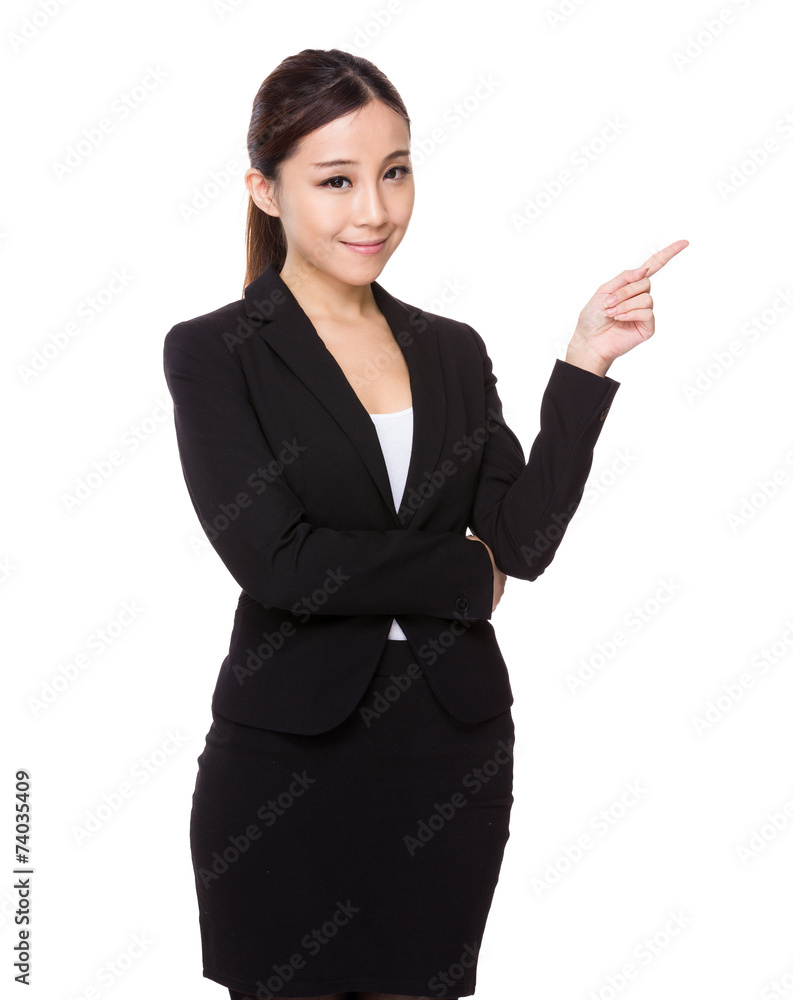 Businesswoman with finger point up Businesswoman with finger point up