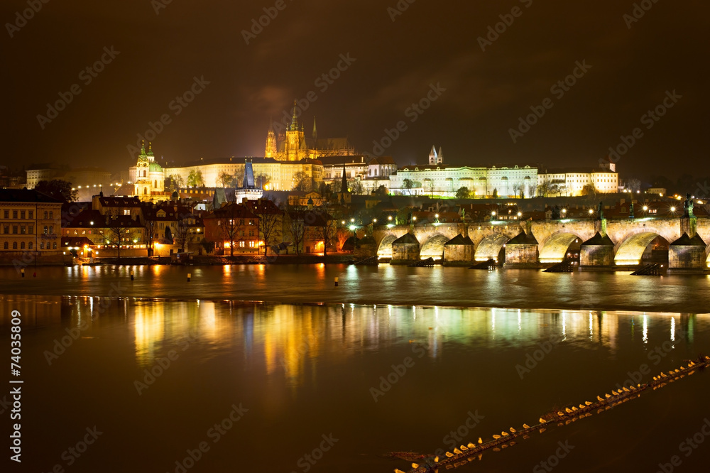 Prague castle at night