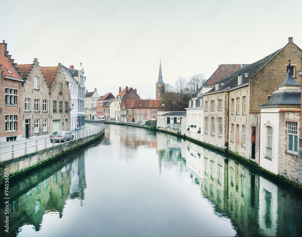 Medieval channel in Bruges, Belgium