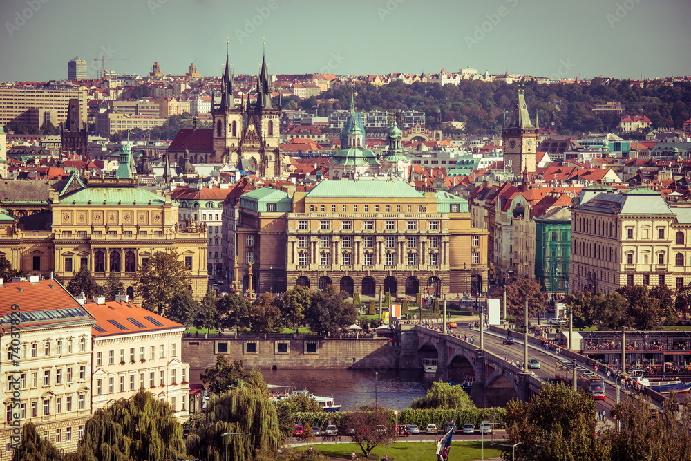 view of the old town with the Prague Castle view of the old town with the Prague Castle