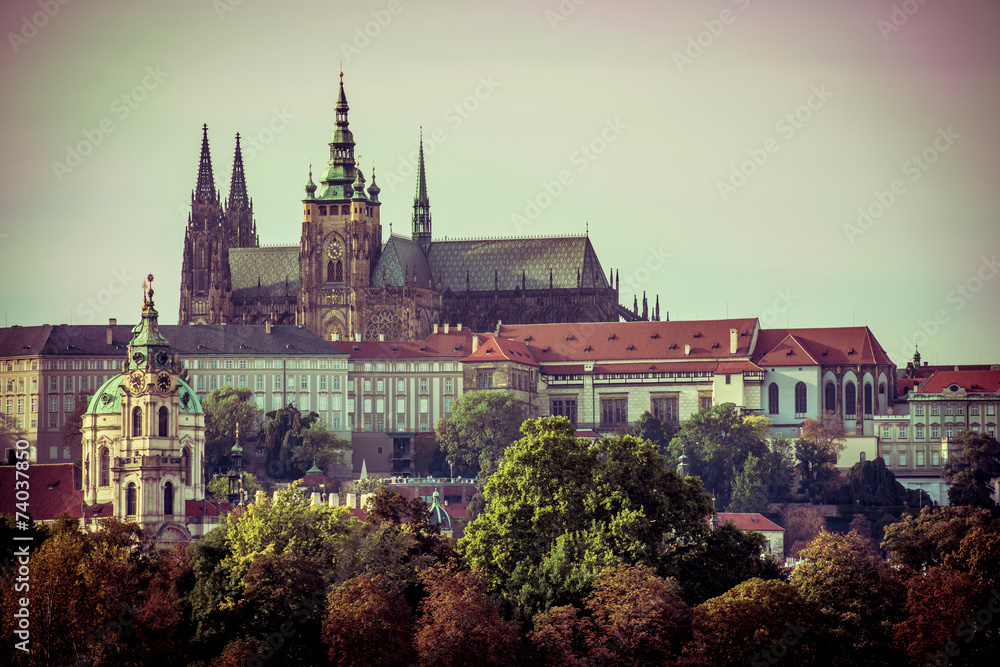 View of old town and Prague castle View of old town and Prague castle