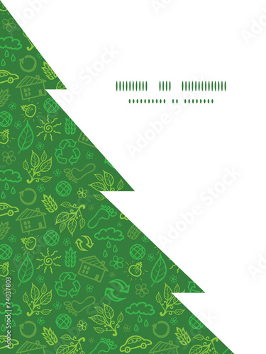 Vector ecology symbols Christmas tree silhouette pattern frame